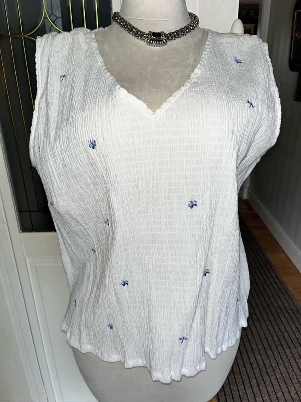 Jenny Buchanan Textured Embroidered Blouse Floral Cottagecore Top Plus Size 2X